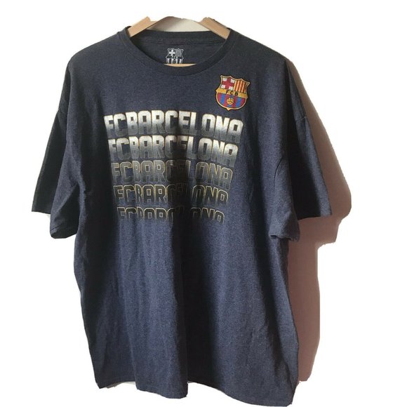 FCB Barcelona spell-out graphic t-shirt gray soccer official men XXL - Picture 1 of 3